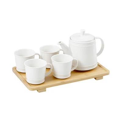 Gambar Appetite Terry Teko & Cangkir Teh Porcelain Dengan Nampan Set 5 Pcs - Putih