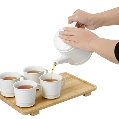 Gambar Appetite Terry Teko & Cangkir Teh Porcelain Dengan Nampan Set 5 Pcs - Putih