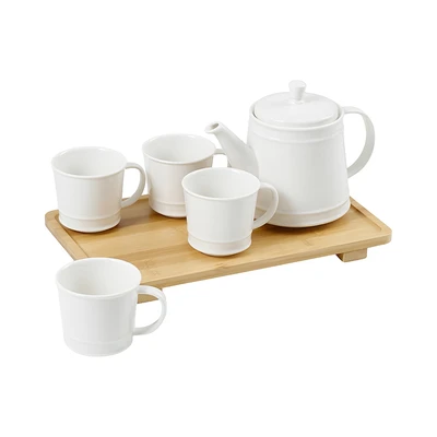 Gambar Appetite Terry Teko & Cangkir Teh Porcelain Dengan Nampan Set 5 Pcs - Putih
