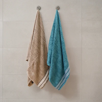 Gambar Forhom 70x137 cm Set 2 Pcs Handuk Mandi - Hijau Moss/Cokelat Sand