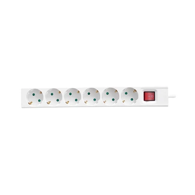 Gambar Krisbow Stop Kontak Ekstensi Single Switch Basic 6 Soket 1.5 Meter - Putih