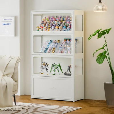 Gambar Stora Lemari Pajang 3 Tingkat Dengan Laci 80x35x144 cm - Putih
