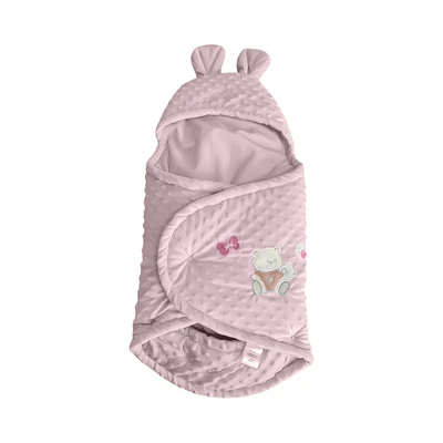 Gambar Kindla Selimut Bedong Bayi Hoodie Velvet Bunny - Pink