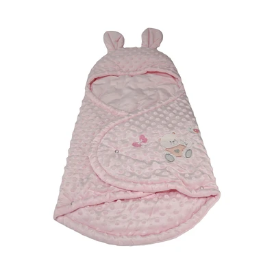 Gambar Kindla Selimut Bedong Bayi Hoodie Velvet Bunny - Pink