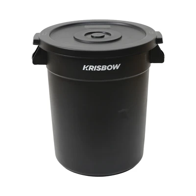 Gambar Krisbow Dolly Tempat Sampah Tutup Angkat Plastik Round 80 Liter - Hitam