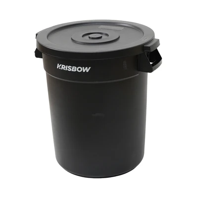Gambar Krisbow Dolly Tempat Sampah Tutup Angkat Plastik Round 80 Liter - Hitam