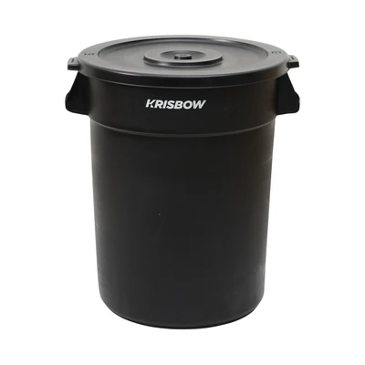 Gambar Krisbow Dolly Tempat Sampah Tutup Angkat Plastik Round 130 Liter - Hitam