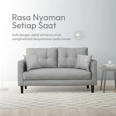 Gambar Informa Neo Aryana Sofa Fabric 2 Seater - Abu-Abu