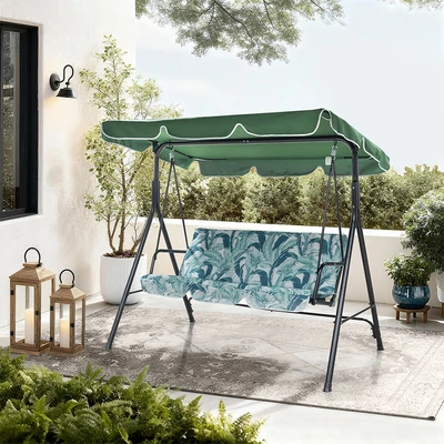 Gambar Soleil Kursi Ayun 3 Seater Dengan Kanopi Leaves - Hijau