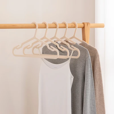 Gambar Stora Hanger Baju Plastik Slim Notch 42 cm Set 5 pcs - Krem Ivory