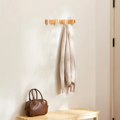 Gambar Stora Gantungan Dinding 5 Kait Sliding 45x5x7.2 cm - Cokelat/Putih