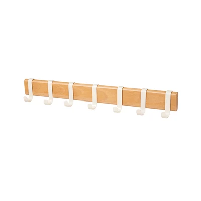Gambar Stora Gantungan Dinding 7 Kait Sliding 52x5x7.2 cm - Cokelat/Putih