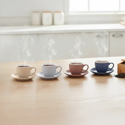 Gambar Delicia Wyna Cangkir Keramik New Bone China Dengan Saucer 150 ml Random