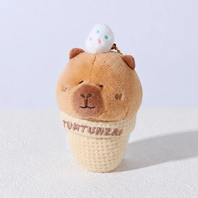 Gambar Tuntunzai Gantungan Kunci Boneka Plush Ice Cream - Cokelat