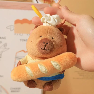 Gambar Tuntunzai Bakery Gantungan Kunci Boneka Plush Chef - Cokelat