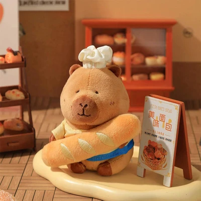 Gambar Tuntunzai Bakery Gantungan Kunci Boneka Plush Chef - Cokelat