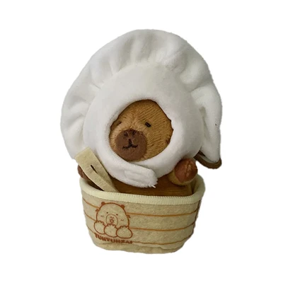 Gambar Tuntunzai Gantungan Kunci Boneka Plush Dumpling - Cokelat/Putih