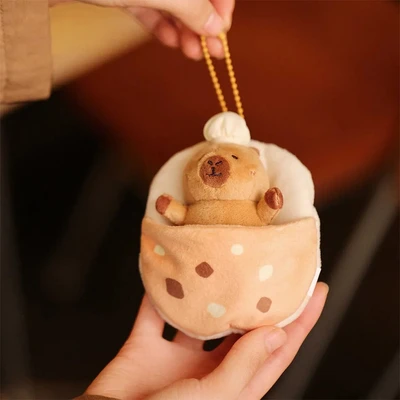 Gambar Tuntunzai Bakery Gantungan Kunci Boneka Milktea Sleepbag - Cokelat