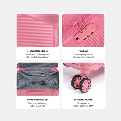 Gambar Passport Airflex Zyra Koper PP TSA Lock 24 Inch - Pink Rose