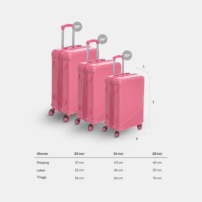 Gambar Passport Airflex Zyra Koper PP TSA Lock 24 Inch - Pink Rose