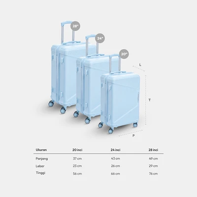 Gambar Passport Airflex Zyra Koper PP TSA Lock 24 Inch - Biru Sky
