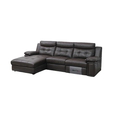 Gambar Informa Verona Sofa Sudut Recliner Kulit Kiri - Cokelat Tua