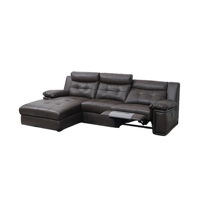 Gambar Informa Verona Sofa Sudut Recliner Kulit Kiri - Cokelat Tua