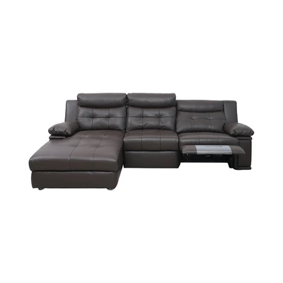 Gambar Informa Verona Sofa Sudut Recliner Kulit Kiri - Cokelat Tua