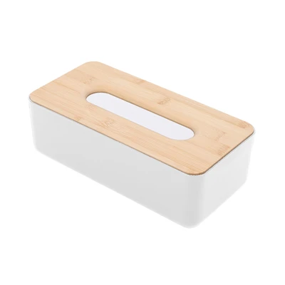 Gambar Stora 23x13x10.6 cm Kotak Tisu Dengan Tutup Bambu - Putih