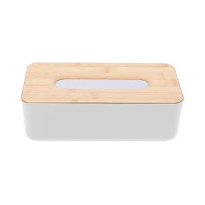Gambar Stora 23x13x10.6 cm Kotak Tisu Dengan Tutup Bambu - Putih