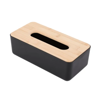 Gambar Stora 23x13x10.6 cm Kotak Tisu Dengan Tutup Bambu - Hitam