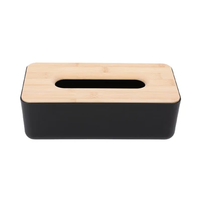 Gambar Stora 23x13x10.6 cm Kotak Tisu Dengan Tutup Bambu - Hitam