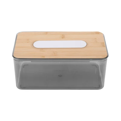 Gambar Stora Kotak Tisu Rectangle Dengan Tutup Bambu Transparan 23x13x10.6 cm