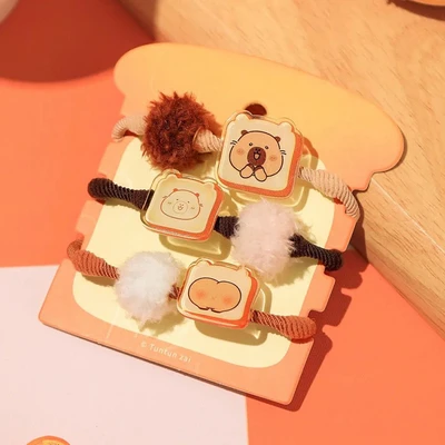 Gambar Tuntunzai Bakery Ikat Rambut Toast Pom Set 3 pcs - Cokelat