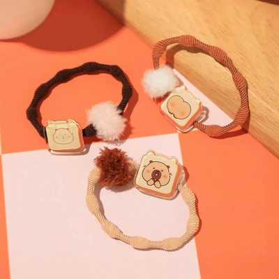 Gambar Tuntunzai Bakery Ikat Rambut Toast Pom Set 3 pcs - Cokelat