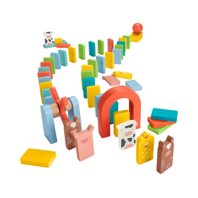 Gambar Fisher Price Playset Domino Run Kayu Set 72 Pcs - Mix