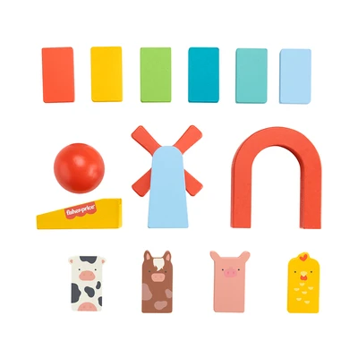 Gambar Fisher Price Playset Domino Run Kayu Set 72 Pcs - Mix