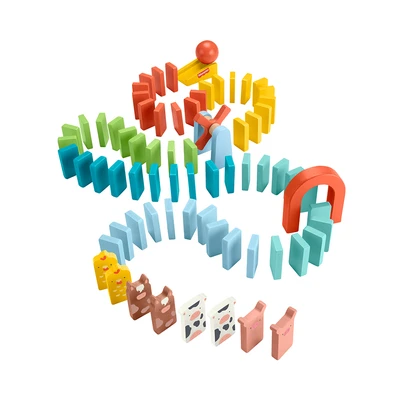 Gambar Fisher Price Playset Domino Run Kayu Set 72 Pcs - Mix