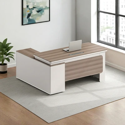 Gambar Informa Monthana-2 Meja Kantor Sisi Kanan 140x140x75 cm - Cokelat Teak