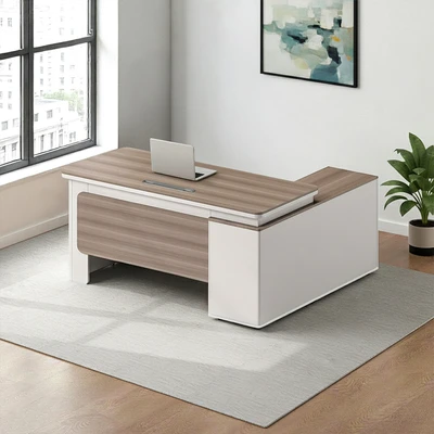 Gambar Informa Monthana-2 Meja Kantor Sisi Kiri 160x140x75 cm - Cokelat Teak