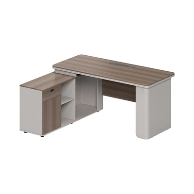 Gambar Informa Monthana-2 Meja Kantor Sisi Kiri 160x140x75 cm - Cokelat Teak