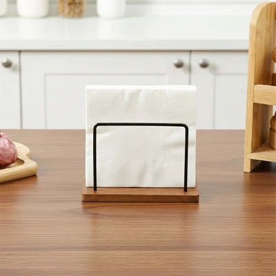 Gambar Stora Sando Tempat Tisu Stainless Steel & Kayu - Hitam/Cokelat