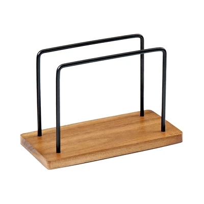 Gambar Stora Sando Tempat Tisu Stainless Steel & Kayu - Hitam/Cokelat