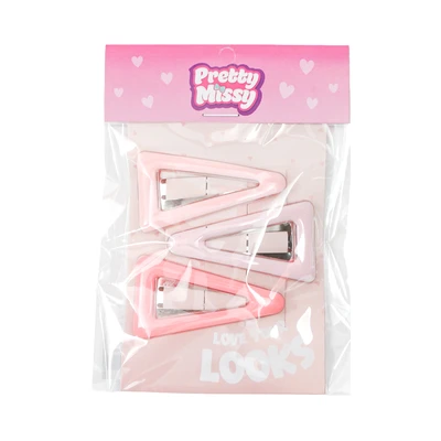 Gambar Pretty Missy Jepit Rambut Triangle Set 3 Pcs - Pink