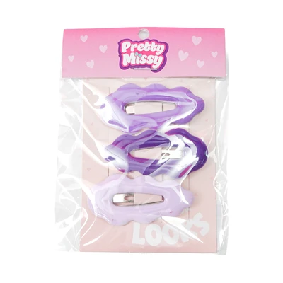 Gambar Pretty Missy Jepit Rambut Oval Set 3 Pcs - Ungu