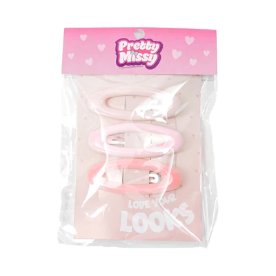 Gambar Pretty Missy Jepit Rambut Oval Set 3 Pcs - Pink