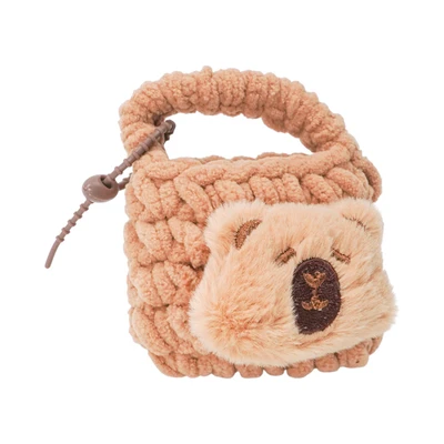 Gambar Pretty Missy Earphone Pouch Knit Capybara Face - Cokelat