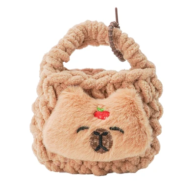 Gambar Pretty Missy Earphone Pouch Knit Capybara Tomato - Cokelat