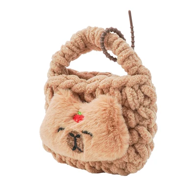 Gambar Pretty Missy Earphone Pouch Knit Capybara Tomato - Cokelat