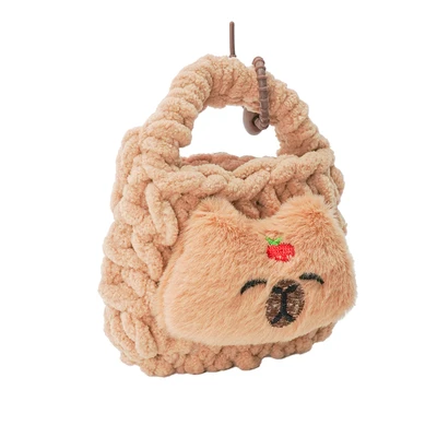 Gambar Pretty Missy Earphone Pouch Knit Capybara Tomato - Cokelat